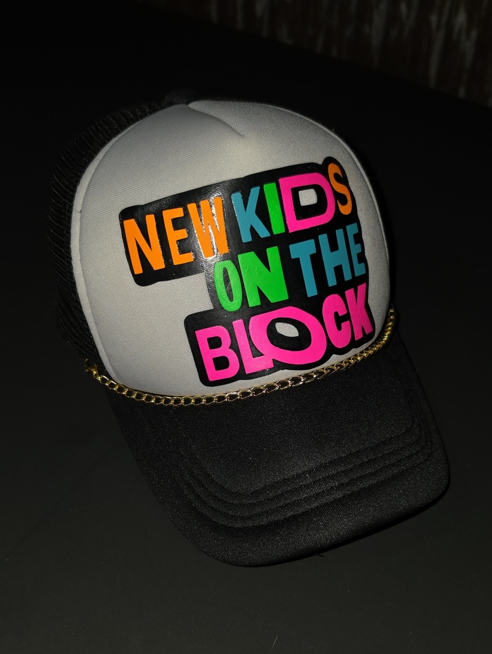New Kids On The Block Kids' Black & White Trucker Hat